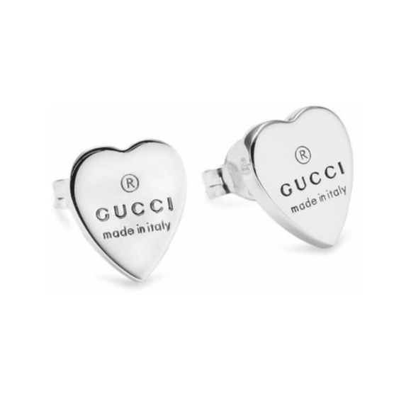 GUCCI Trademark Heart Shape Earrings Silver 925 - Picture 3 of 8